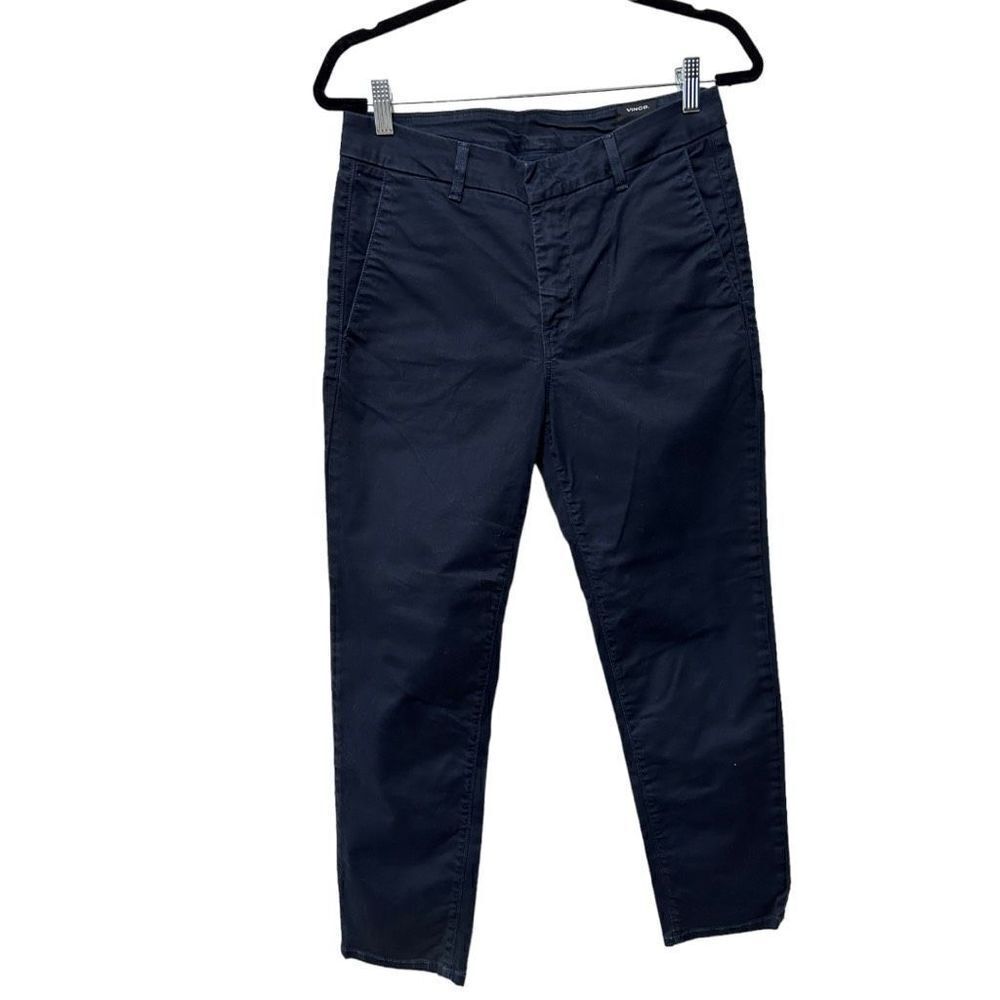Vince Flat Front Stretch Slim Straight Fit Chino Dress Pants Navy Blue Size 28